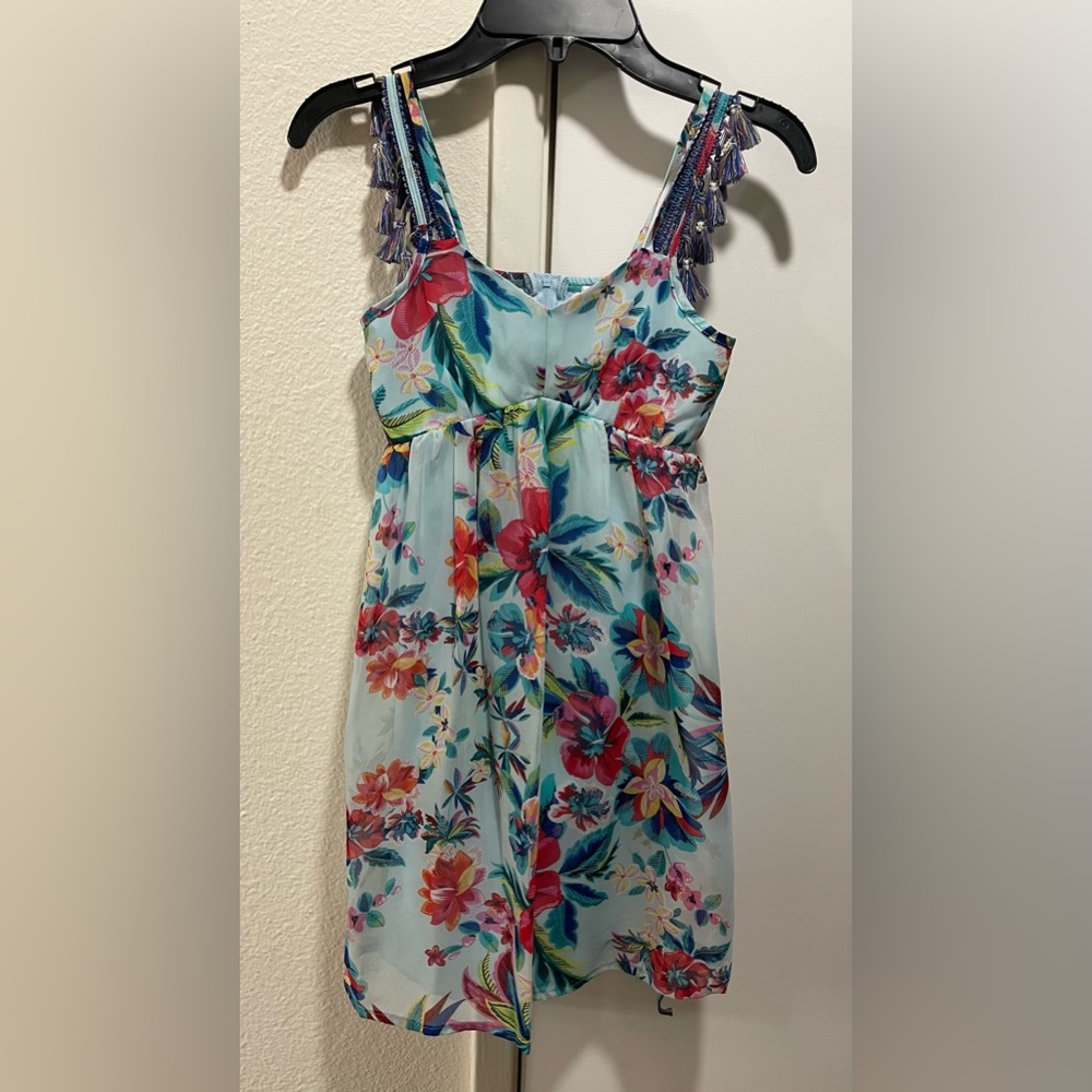 SPEECHLESS KIDS GIRLS DRESS SIZE 7 GREEN FLORAL LIGHT FABRIC